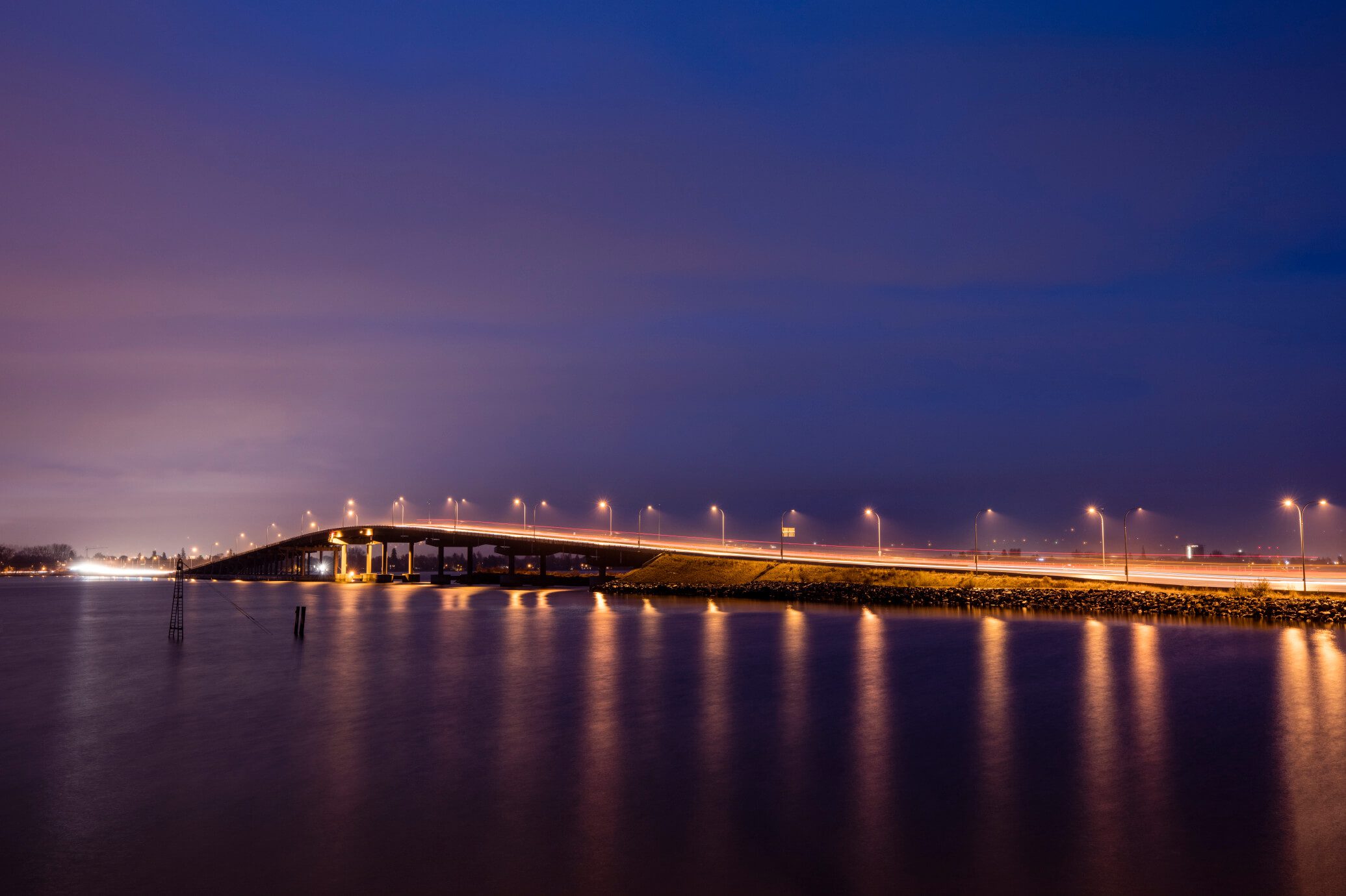 Kelowna bridge at night